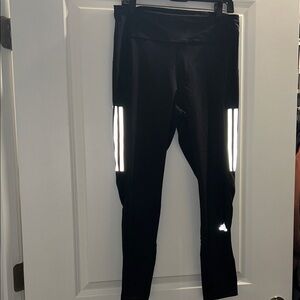 adidas Black  Leggings with Reflective Side Stripes